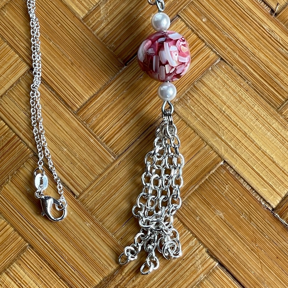 925 silver necklace w/tassel pendant - Picture 2 of 10